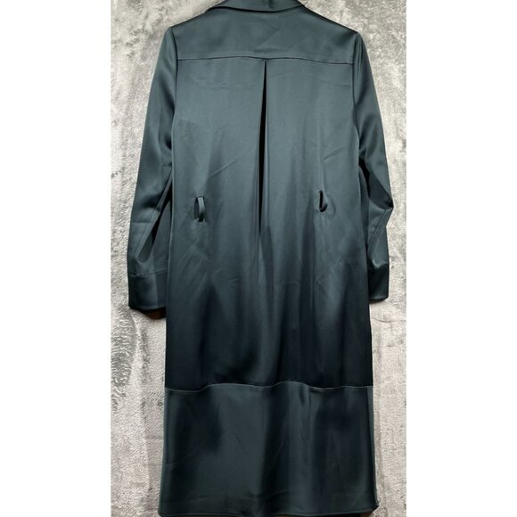 AYR Coat Jacket Womens Size Small Dark Green Satin Pockets - Picture 7 of 9
